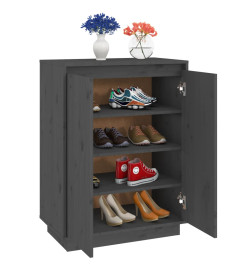 Armoire à chaussures Gris 60x35x80 cm Bois de pin massif