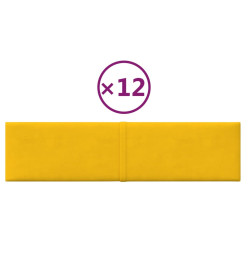 Panneaux muraux 12 pcs Jaune 60x15 cm Velours 1,08 m²