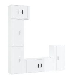 Ensemble de meubles TV 5 pcs Blanc brillant Bois d'ingénierie