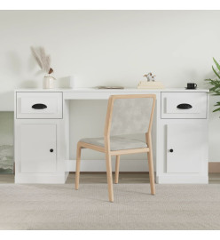 Bureau avec armoire blanc brillant bois d'ingénierie