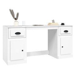 Bureau avec armoire blanc brillant bois d'ingénierie