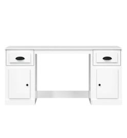 Bureau avec armoire blanc brillant bois d'ingénierie