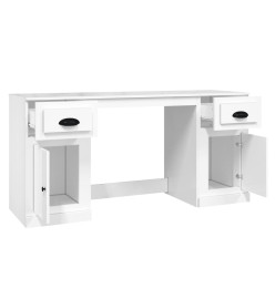 Bureau avec armoire blanc brillant bois d'ingénierie