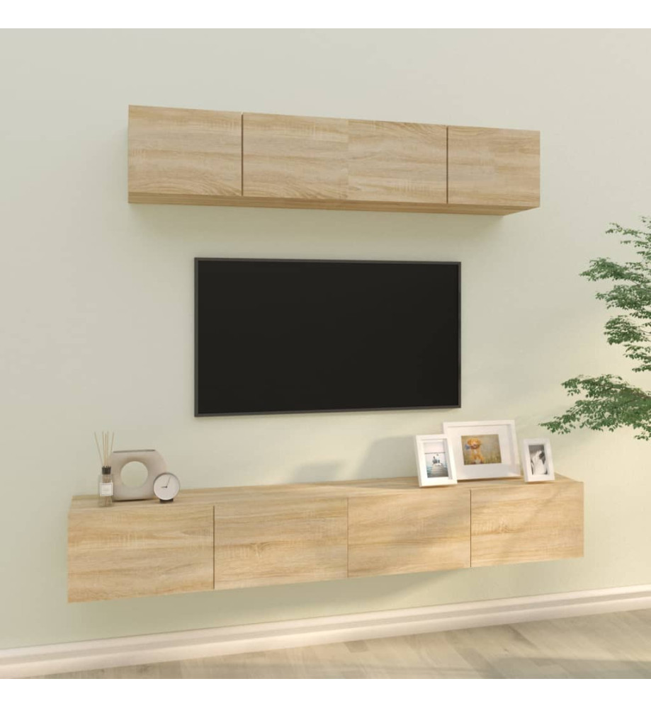 Ensemble de meubles TV 4 pcs Chêne sonoma Bois d'ingénierie