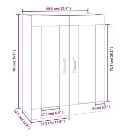 Armoire murale suspendue Sonoma gris 69,5x32,5x90 cm