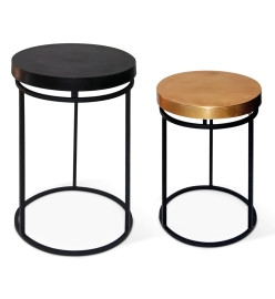 Rousseau Ensemble tables d'appoint 2 pcs Cameo Métal Noir et doré