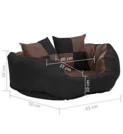 Coussin réversible lavable de chien Noir et marron 65x50x20 cm