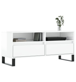 Meuble TV blanc brillant 100x34,5x44,5 cm bois d'ingénierie