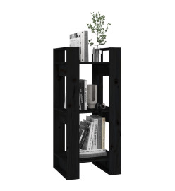 Bibliothèque/Séparateur de pièce Noir 41x35x91 cm Pin solide