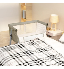 Lit pour bébé avec matelas Taupe Tissu de lin