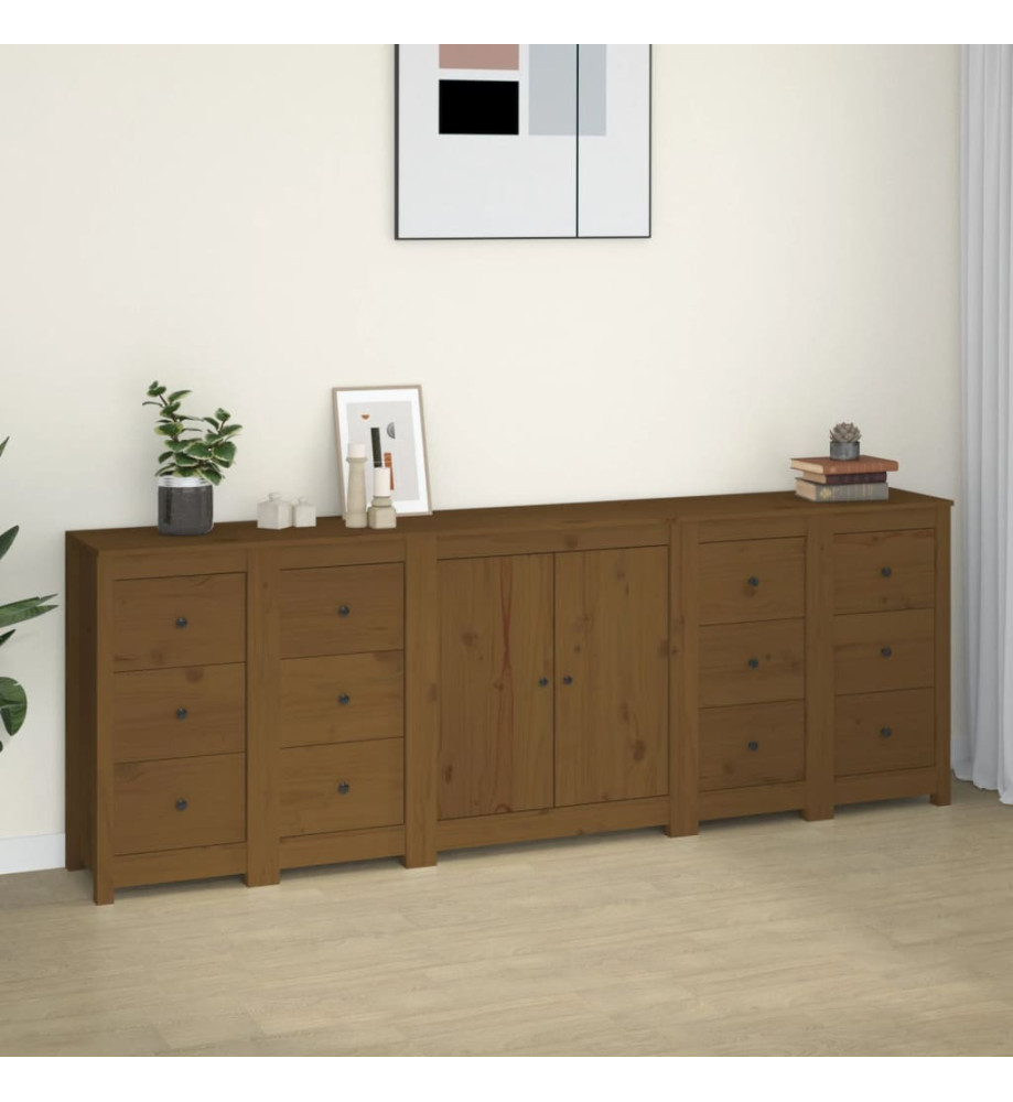 Buffet Marron miel 230x35x80 cm Bois massif de pin