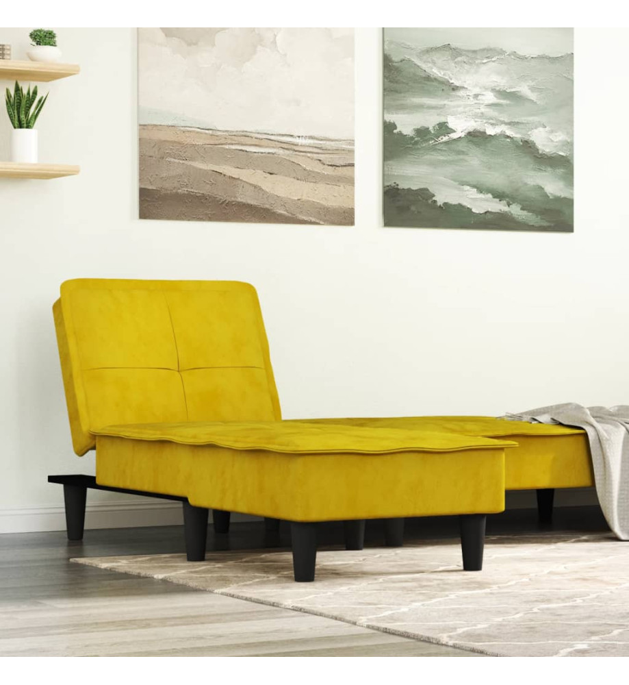 Chaise longue jaune velours