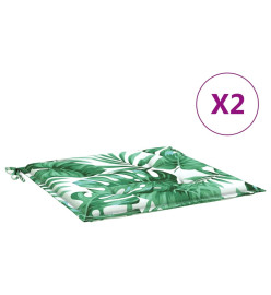 Coussins de chaise lot de 2 motif de feuilles 40x40x3 cm tissu