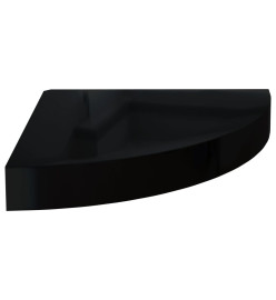 Étagères d'angle flottantes 4 pcs noir brillant 25x25x3,8cm MDF