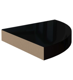 Étagères d'angle flottantes 4 pcs noir brillant 25x25x3,8cm MDF