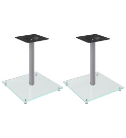 Supports de haut-parleurs 2 pcs argenté verre trempé 1 pilier