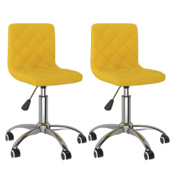 Chaises à manger pivotantes lot de 2 jaune moutarde velours