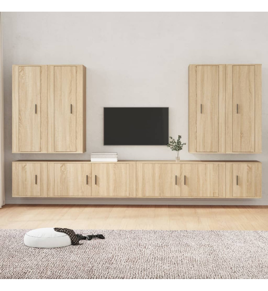 Ensemble de meubles TV 8 pcs Chêne sonoma Bois d'ingénierie