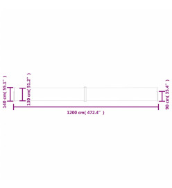 Auvent latéral rétractable de patio 140x1200 cm Crème