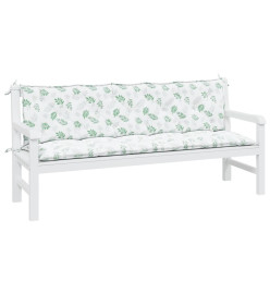 Coussins de banc de jardin 2 pcs motif de feuilles tissu Oxford