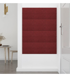 Panneaux muraux 12 pcs Rouge bordeaux 30x30 cm Tissu 1,08 m²