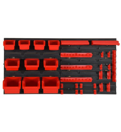 Ensemble d'étagères d'atelier 35 pcs Rouge et noir 77x39 cm PP