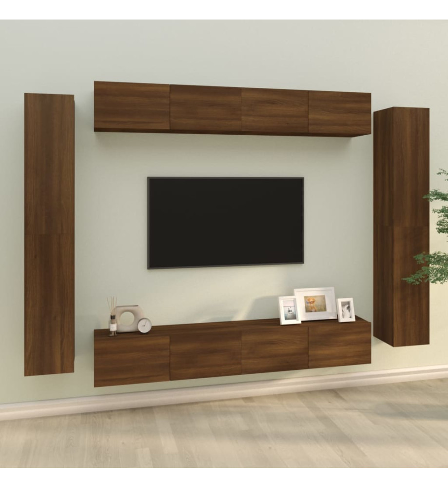 Ensemble de meubles TV 8 pcs Chêne marron Bois d'ingénierie