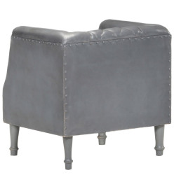 Fauteuil Gris Cuir véritable de chèvre