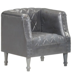 Fauteuil Gris Cuir véritable de chèvre