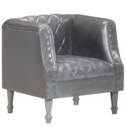 Fauteuil Gris Cuir véritable de chèvre