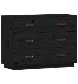 Buffet Noir 100x40x75 cm Bois massif de pin