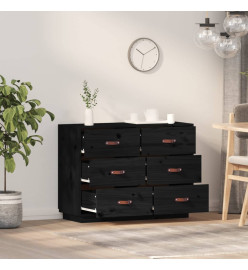 Buffet Noir 100x40x75 cm Bois massif de pin