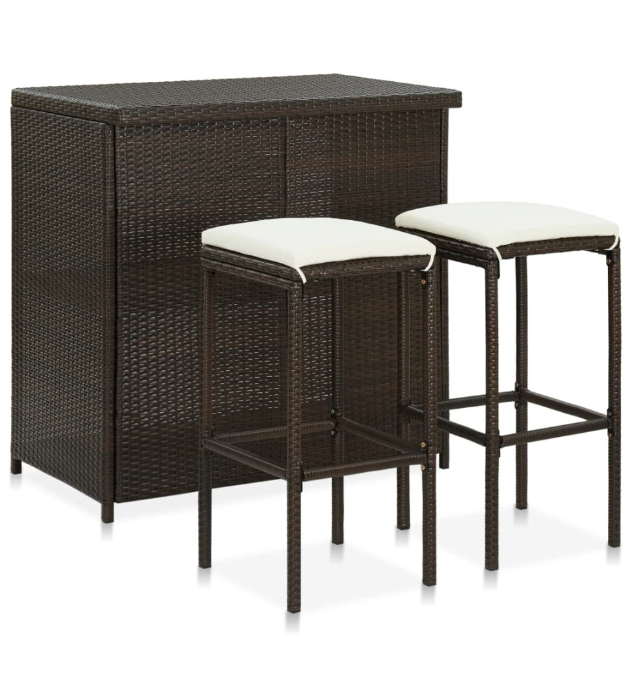 Ensemble de bar 3 pcs Résine tressée Marron