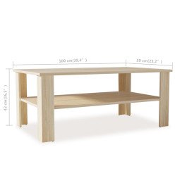 Table basse en aggloméré 100 x 59 x 42 cm Chêne