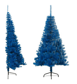 Demi sapin de Noël artificiel avec support Bleu 180 cm PVC