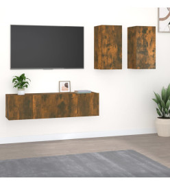 Ensemble de meubles TV 4 pcs Chêne fumé Bois d'ingénierie