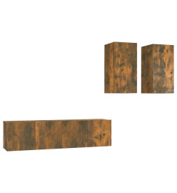 Ensemble de meubles TV 4 pcs Chêne fumé Bois d'ingénierie