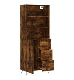 Buffet haut Chêne fumé 69,5x34x180 cm Bois d'ingénierie