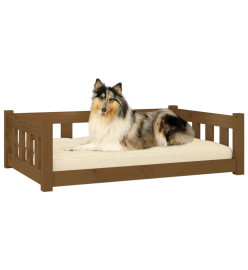 Lit pour chien marron miel 95,5x65,5x28 cm bois de pin solide