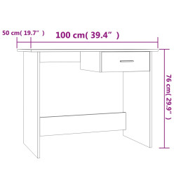 Bureau Chêne fumé 100x50x76 cm Bois d'ingénierie