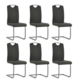 Chaises à manger cantilever lot de 6 gris similicuir