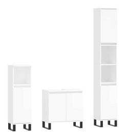 Ensemble d'armoires de salle de bain 3 pcs blanc brillant