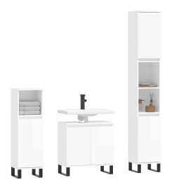 Ensemble d'armoires de salle de bain 3 pcs blanc brillant