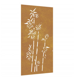 Décoration murale jardin 105x55 cm acier corten design bambou