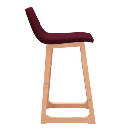 Tabourets de bar lot de 2 rouge bordeaux tissu