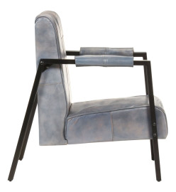 Fauteuil 60x80x87 cm Gris Cuir de chèvre véritable