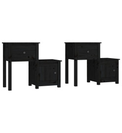 Tables de chevet 2 pcs Noir 79,5x38x65,5 cm Bois de pin massif