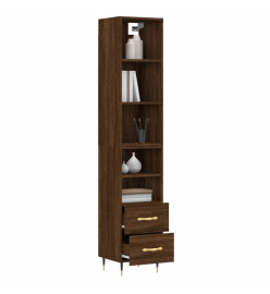 Buffet haut Chêne marron 34,5x34x180 cm Bois d'ingénierie