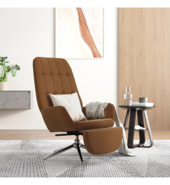 Chaise de relaxation avec repose-pied Marron Tissu microfibre