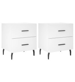 Tables de chevet 2 pcs blanc 40x35x47,5 cm bois d’ingénierie